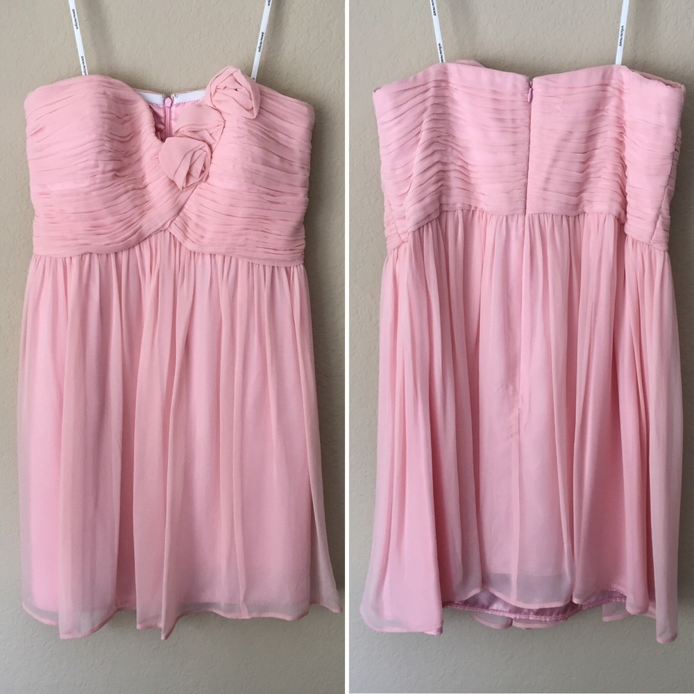 Donna Morgan Rosette Bridesmaid Dress in Blush - Picture 2 of 8